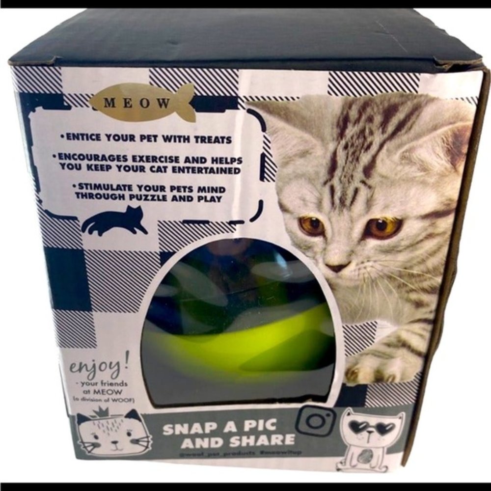 🆕 Meow Cat Toy Treat Dispenser Self Balancing Play Exercise Snacking